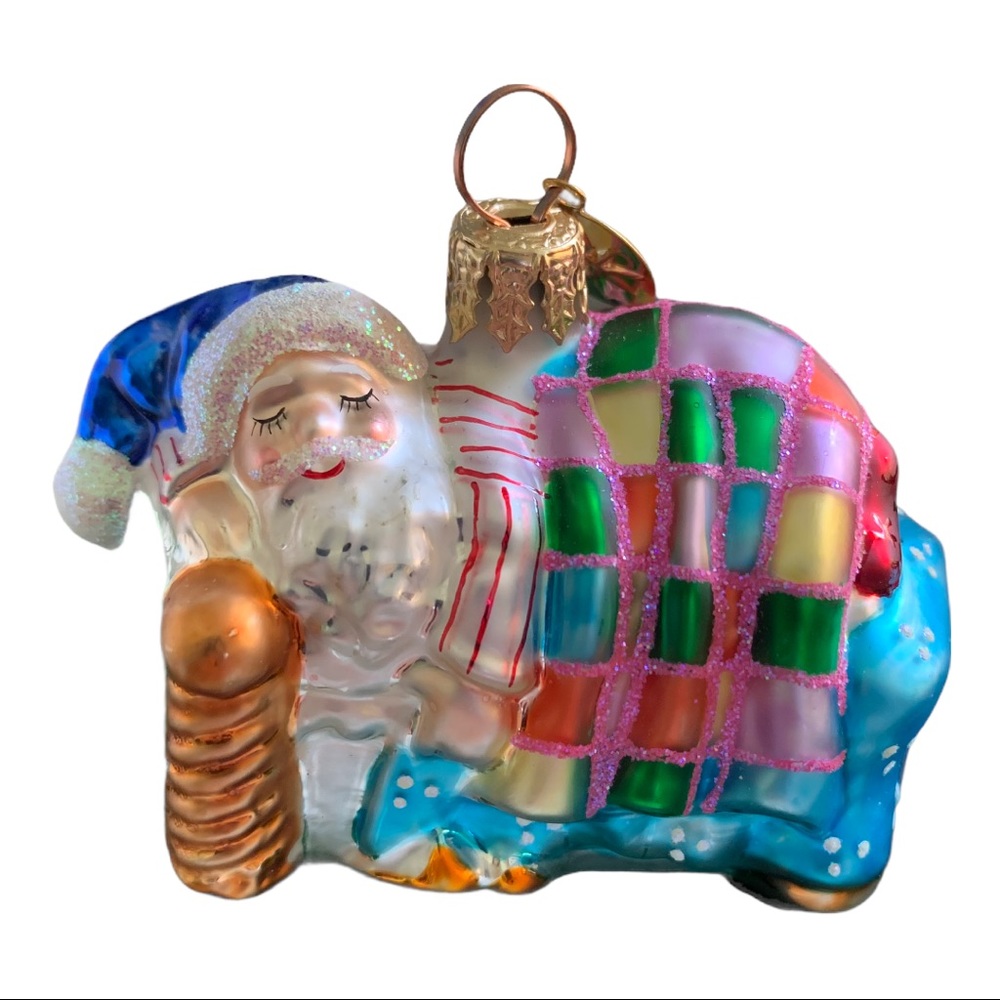 Christopher Radko A SHORT WINTERS NAP GEM Glass Ornament Santa Bed 01075…